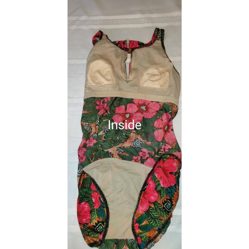 Vintage Athena Swimsuit Sz 8 Tropical Hawaiian Floral Keyhole Front USA - Picture 13 of 16